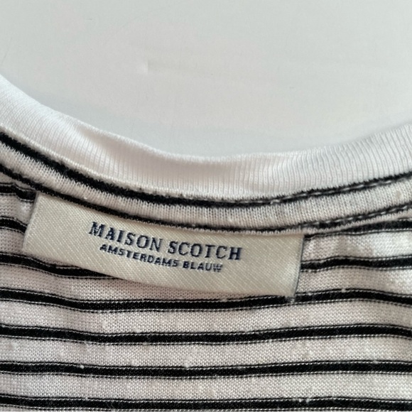 Maison Scotch and Soda Silk Blend Mini Stripe Racerback Tank Top Size Small - Picture 4 of 6